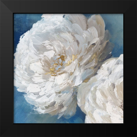 Elegant Blue Peony i Black Modern Wood Framed Art Print by Black, Alex