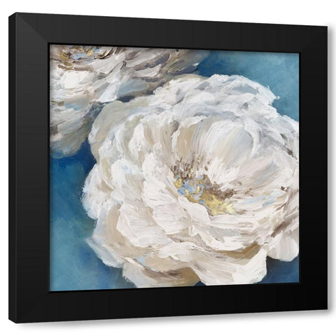 Elegant Blue Peony iI Black Modern Wood Framed Art Print by Black, Alex