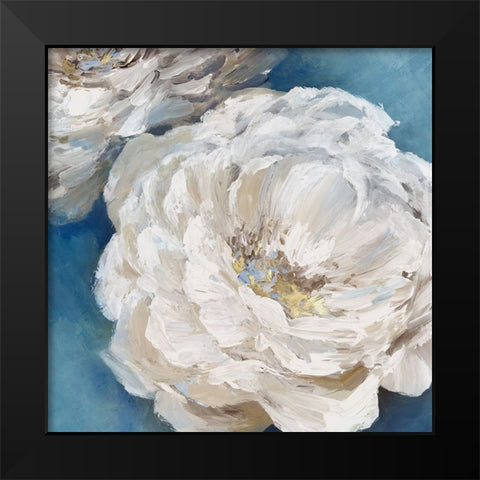 Elegant Blue Peony iI Black Modern Wood Framed Art Print by Black, Alex