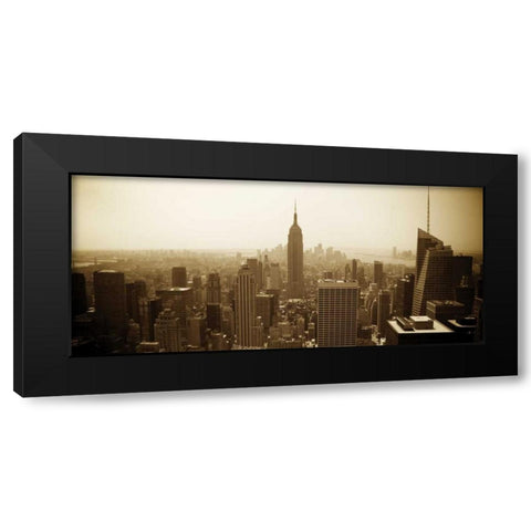 New York Skyline Black Modern Wood Framed Art Print with Double Matting by Gannos, Bill