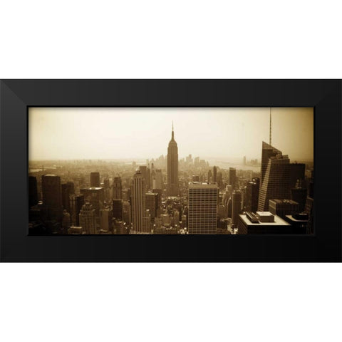 New York Skyline Black Modern Wood Framed Art Print by Gannos, Bill