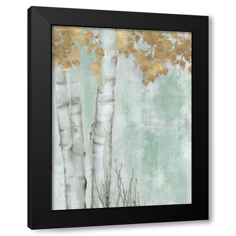 Golden Leaves I Black Modern Wood Framed Art Print with Double Matting by Hawksley, Beverley