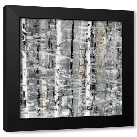 Birch Perspective Grey I Black Modern Wood Framed Art Print by Bingham, John