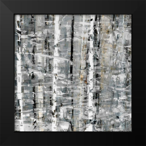 Birch Perspective Grey I Black Modern Wood Framed Art Print by Bingham, John