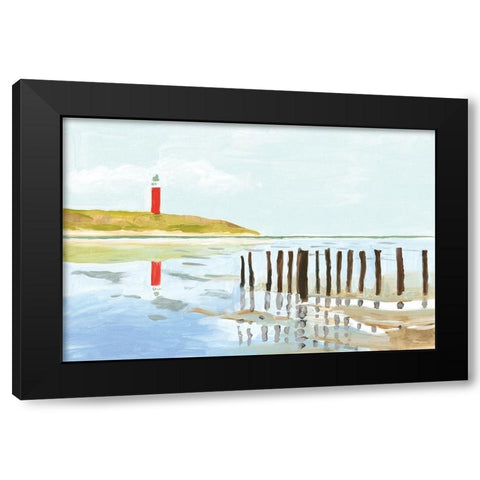 Lighthouse Coast Black Modern Wood Framed Art Print by Errico and Slyp