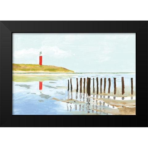 Lighthouse Coast Black Modern Wood Framed Art Print by Errico and Slyp
