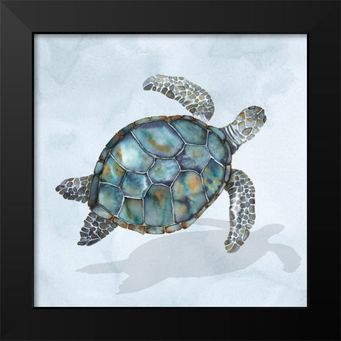Blue Sea Turtle I Black Modern Wood Framed Art Print by Errico And Slyp