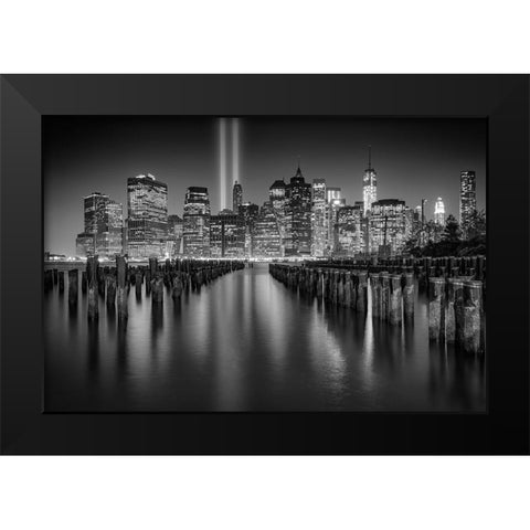 Tribute to NYC Black Modern Wood Framed Art Print by Berk