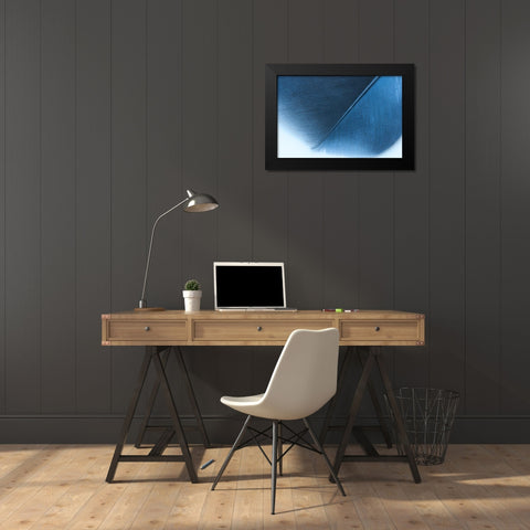 Blue Feather II Black Modern Wood Framed Art Print by Beavers, Jennifer