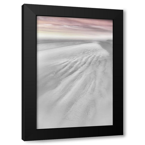 Pink Beach Walk  Black Modern Wood Framed Art Print with Double Matting by Connolly, Karin