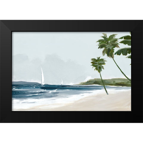 Secluded Palm Beach Black Modern Wood Framed Art Print by Jacob Q