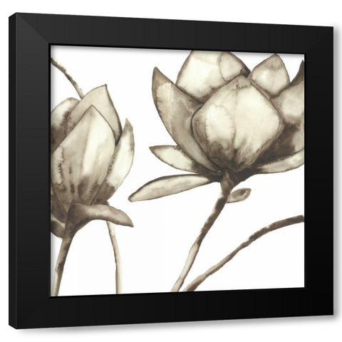 Magnolia II Black Modern Wood Framed Art Print with Double Matting by Hendrick, Cathy