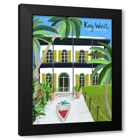 Key West Hemingway Black Modern Wood Framed Art Print with Double Matting by Day, Carla