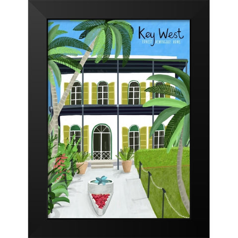 Key West Hemingway Black Modern Wood Framed Art Print by Day, Carla
