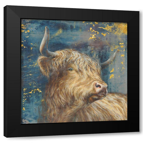 Highland Bull Black Modern Wood Framed Art Print by Peregojina, Dina