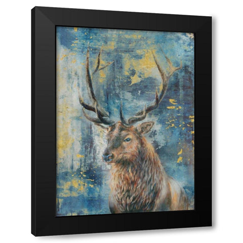 Highland Stag Black Modern Wood Framed Art Print by Peregojina, Dina