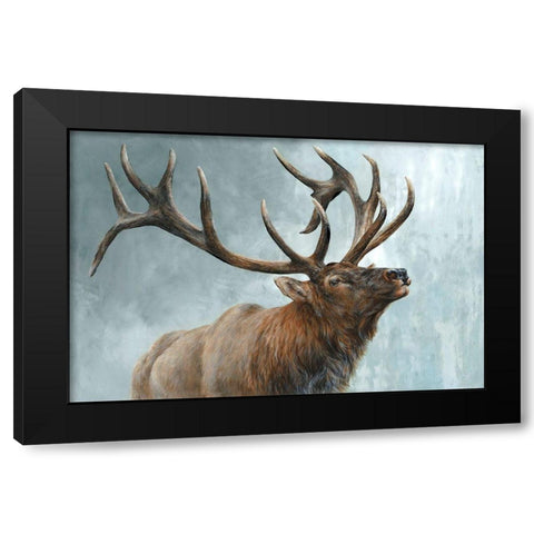 Rising Bull Elk  Black Modern Wood Framed Art Print with Double Matting by Perejogina, Dina