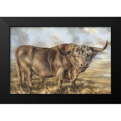 Highland Brown Bull  Black Modern Wood Framed Art Print by Perejogina, Dina