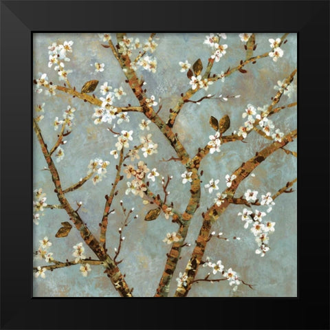 Grey Blossoms Black Modern Wood Framed Art Print by Dolce, Carmen