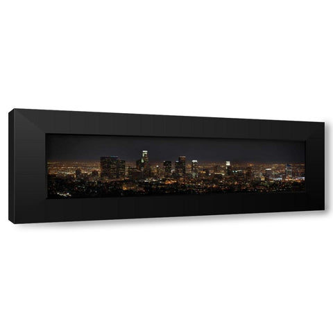 LA Night Panorama Black Modern Wood Framed Art Print by Stein, Daniel