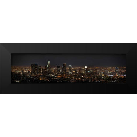 LA Night Panorama Black Modern Wood Framed Art Print by Stein, Daniel