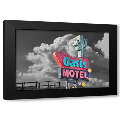 Oasis Motel Vintage Sign Black Modern Wood Framed Art Print with Double Matting by Stein, Daniel