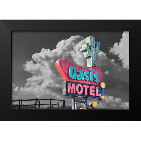 Oasis Motel Vintage Sign Black Modern Wood Framed Art Print by Stein, Daniel