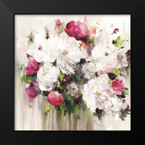 Bouquet of Pink Flowers Black Modern Wood Framed Art Print by Ella K