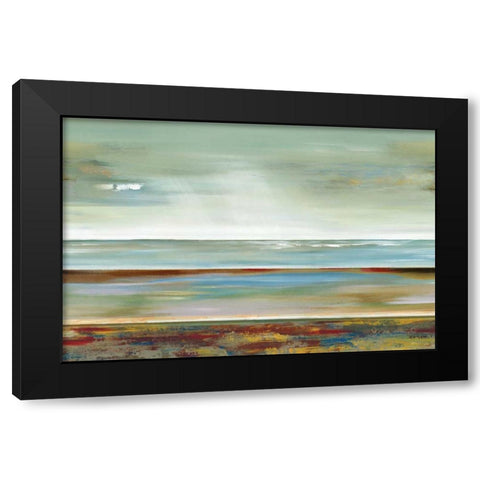 Abstracted Layers Black Modern Wood Framed Art Print with Double Matting by Lera