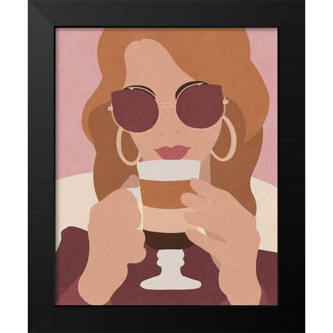 In the Cafe  Black Modern Wood Framed Art Print by Leonard, Sarah
