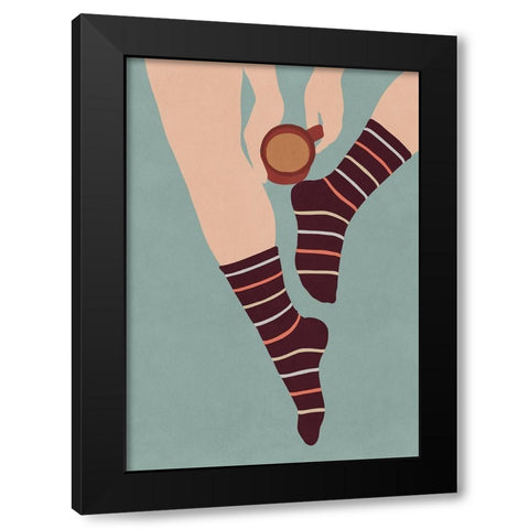 So Cozy Black Modern Wood Framed Art Print with Double Matting by Leonard, Sarah