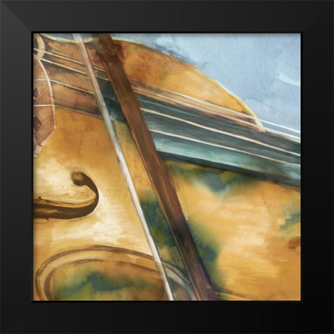 Musical Violin Black Modern Wood Framed Art Print by Watts, Eva