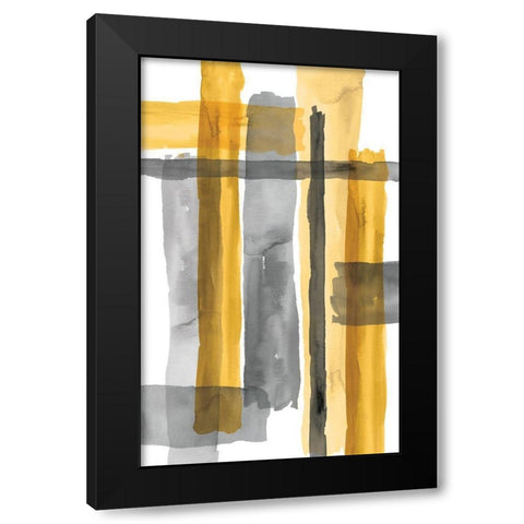 Golden Criss Cross Black Modern Wood Framed Art Print by Wattes, Eva