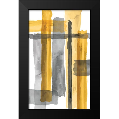 Golden Criss Cross Black Modern Wood Framed Art Print by Wattes, Eva