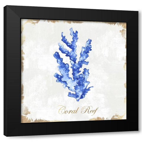 Blue Sea Coral  Black Modern Wood Framed Art Print with Double Matting by Watts, Eva