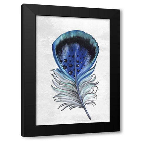 Indigo Feather III Black Modern Wood Framed Art Print by Watts, Eva