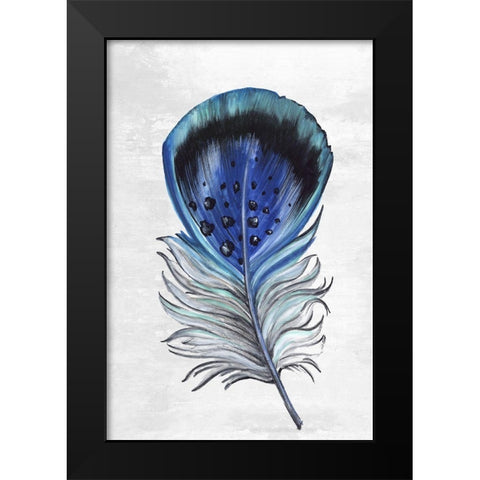 Indigo Feather III Black Modern Wood Framed Art Print by Watts, Eva