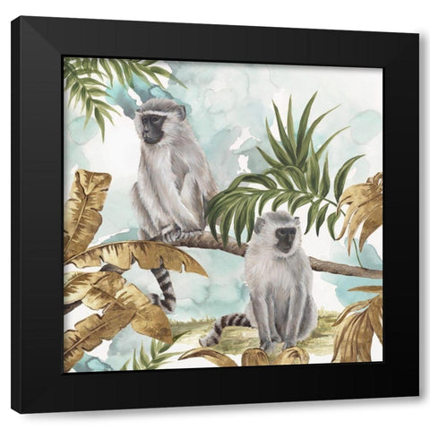 Golden Monkeys  Black Modern Wood Framed Art Print by Watts, Eva