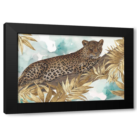 Golden Leopard  Black Modern Wood Framed Art Print by Watts, Eva