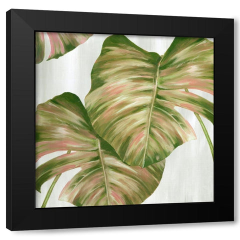Pink Leaves II Black Modern Wood Framed Art Print by Watts, Eva