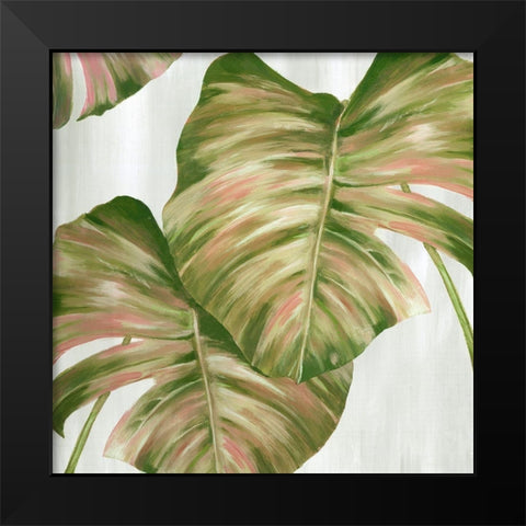 Pink Leaves II Black Modern Wood Framed Art Print by Watts, Eva