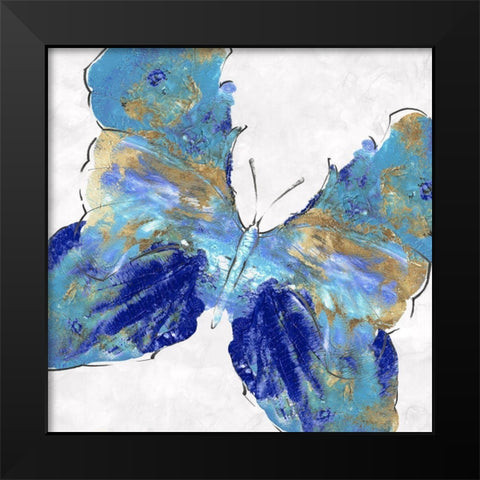 Blue Butterfly Black Modern Wood Framed Art Print by Watts, Eva