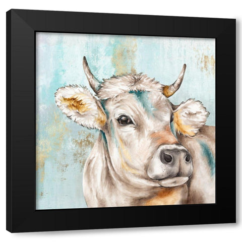 Headstrong Cow I Black Modern Wood Framed Art Print with Double Matting by Watts, Eva
