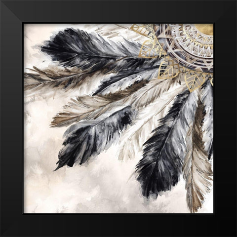 Necklace of Feathers II Black Modern Wood Framed Art Print by Watts, Eva