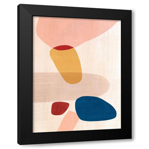 Pink Pebbles I  Black Modern Wood Framed Art Print with Double Matting by Watts, Eva