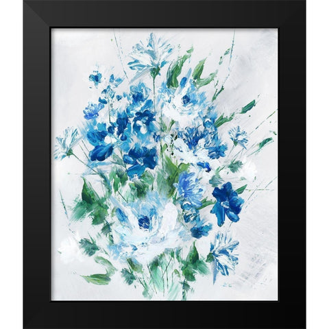 Fresh Blue Black Modern Wood Framed Art Print by Watts, Eva