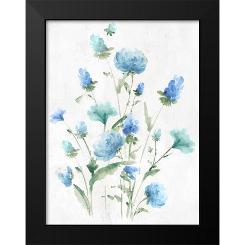 Tinted Blue Petals I Black Modern Wood Framed Art Print by Watts, Eva