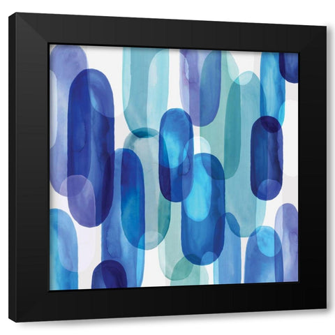 Groovy Blue I  Black Modern Wood Framed Art Print by Watts, Eva