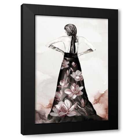 Blossomy Fashion II Black Modern Wood Framed Art Print with Double Matting by Watts, Eva