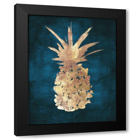 Golden Night Pineapple Black Modern Wood Framed Art Print by Watts, Eva